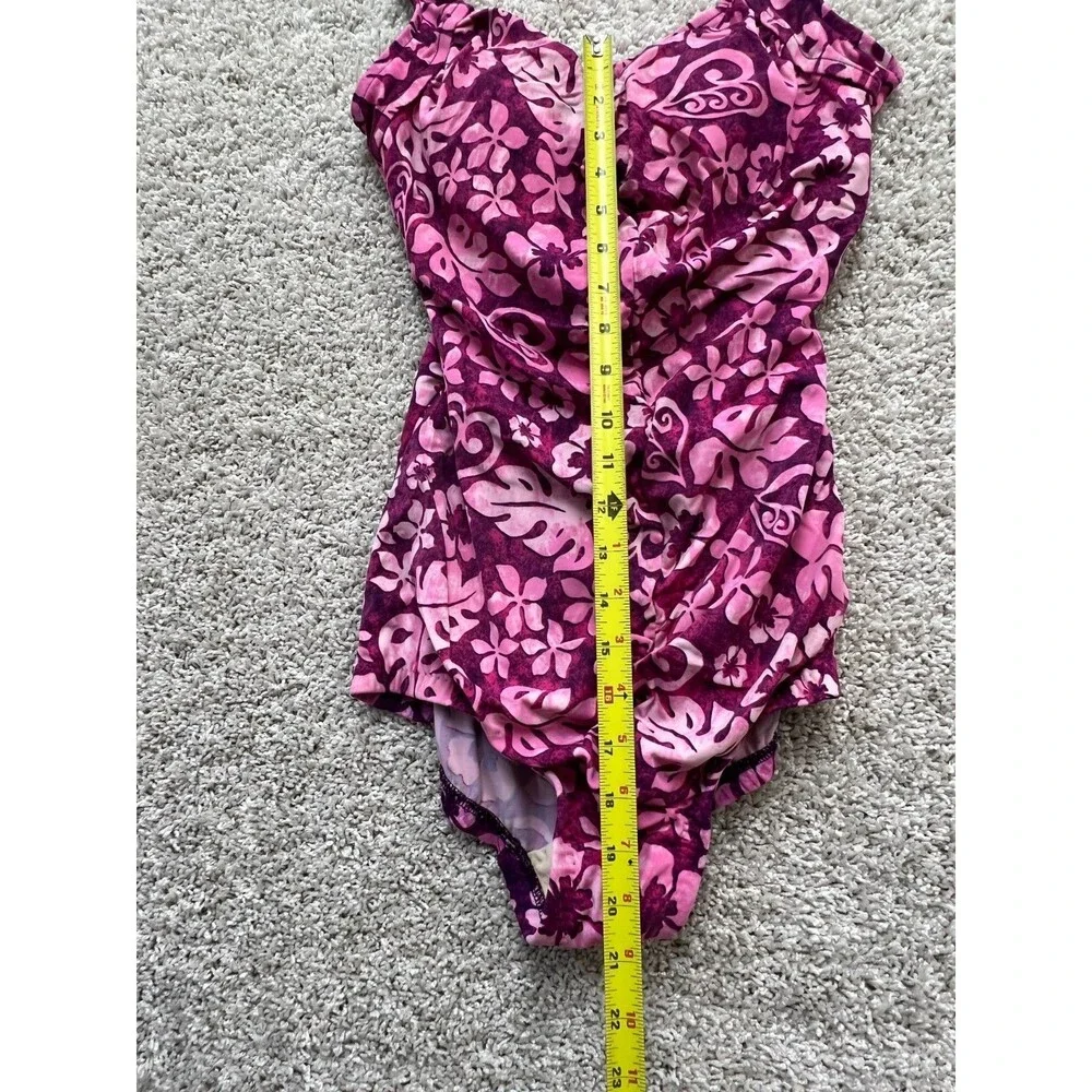WOMENS SWIM SUITE SIZE  8 MAXINE OF HOLLYWOOD BRIGHT FLORAL PINK ONE PIECE - Picture 3 of 7